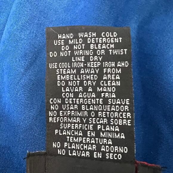 R&K Originals Womens Twill Jacket Size 14 Blue Zip Front Beaded Neckline VTG - Picture 5 of 5